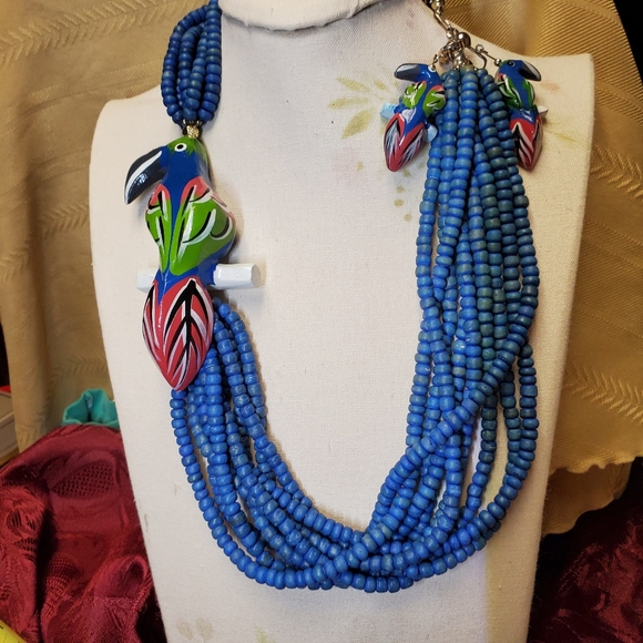 JIMMY Buffet style Parrot earrings & necklace - Picture 7 of 8